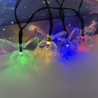Solcelle lyskæde med sommerfugle - Multifarvet lys - 4,8 m 20 lys